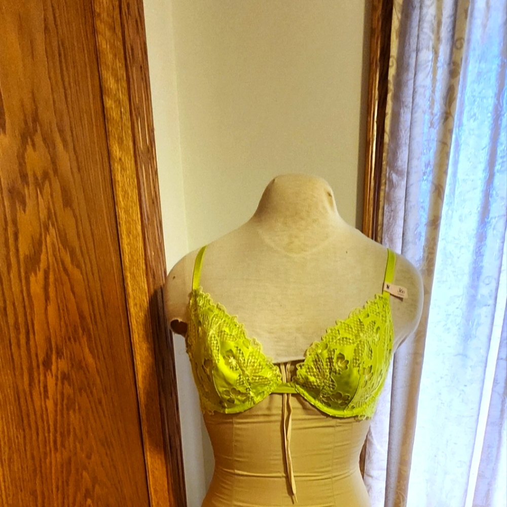 Lace Trimmed Intimate Lingerie Set - Green, Victoria Secret Very Sexy Bra &  Pan